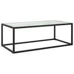 Vidaxl table basse noir avec verre marbre blanc 100x50x35 cm