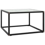Vidaxl table basse noir avec verre marbre blanc 60x60x35 cm