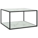 Vidaxl table basse noir avec verre marbre blanc 90x90x50 cm