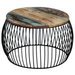 Vidaxl table basse ronde 68x37 cm bois de récupération massif Vidaxl table basse ronde 68x37 cm bois de récupération massif