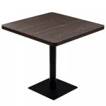 Vidaxl table de bistro mdf et acier carr 80 x 80 x 75 cm frne fonc