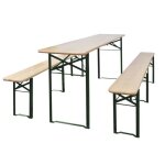 Vidaxl table de brasserie pliable avec 2 bancs 220 cm bois de sapin