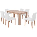 Vidaxl table et chaises 7 pcs cuir synthétique chêne couleur crème Vidaxl table et chaises 7 pcs cuir synthétique chêne couleur crème