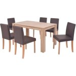 Vidaxl table et chaises 7 pcs cuir synthétique chêne marron Vidaxl table et chaises 7 pcs cuir synthétique chêne marron