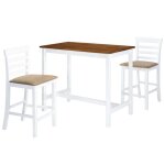 Vidaxl table chaises bar 3 pcs bois massif marron blanc bistrot salle à manger 275233 Vidaxl table chaises bar 3 pcs bois massif marron blanc bistrot salle à manger 275233