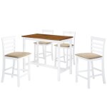Vidaxl table chaises bar 5 pcs bois massif marron blanc bistrot salle  manger 275234