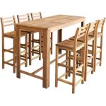 Vidaxl table et chaises de bar 7 pcs bois dacacia massif