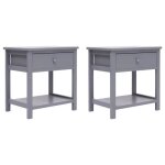 Vidaxl tables de chevet 2 pcs gris 40x29x42 cm bois de paulownia