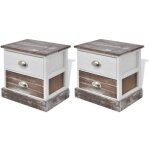 Vidaxl table de chevet 2 pcs marron et blanc