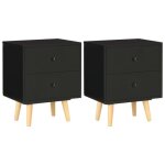 Vidaxl tables de chevet 2 pcs noir 40 x 30 x 50 cm pin massif