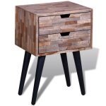 Vidaxl table de chevet avec 2 tiroirs bois de teck recycl