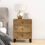Vidaxl table de chevet 50x33x62 cm bois de manguier et ding�nierie armoire meubles de chambre � coucher ...