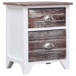 Vidaxl table de chevet marron et blanc 38x28x45 cm bois de paulownia