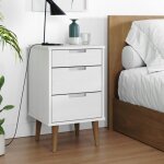 Vidaxl table de chevet molde blanc 40x35x65 cm bois de pin massif 350499