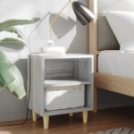 Vidaxl table de chevet avec pieds en bois sonoma gris 40 x 30 x 50 cm (i x p x h) 8. 2kg