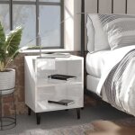 Vidaxl tables de chevet pieds en mtal 2 pcs blanc brillant 40x30x50cm