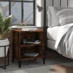 Vidaxl table de chevet avec pieds en mtal chne fum 40x30x50 cm 40 x 30 x 50 cm (i x p x h)