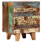 Vidaxl table de chevet sculptée à la main 40x30x50cm bois récupération Vidaxl table de chevet sculptée à la main 40x30x50cm bois récupération