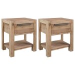 Vidaxl tables de chevet avec tiroirs 2 pcs 40x30x48 cm acacia solide 3057529