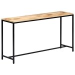 Vidaxl table console 140 x 35 x 76 cm bois de manguier massif brut