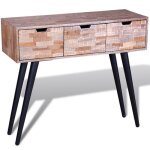 Vidaxl table console avec 3 tiroirs bois de teck recycl