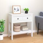 Vidaxl table console blanc 75x35x75 cm bois massif de pin 814620 Vidaxl table console blanc 75x35x75 cm bois massif de pin 814620