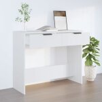 Vidaxl table console blanc 90x36x75 cm bois dingnierie 811331