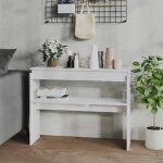 Vidaxl table console blanc brillant 102x30x80 cm agglom�r�
