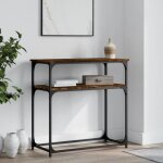 Vidaxl table console chne fum 75x355x75 cm bois dingnierie 834072