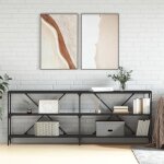 Vidaxl table console noir 200x30x75 cm bois ding�nierie et fer 832858