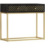 Vidaxl table console noir et dor� 90x30x75 cm bois de manguier massif