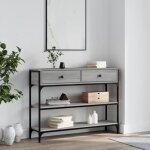 Vidaxl table console sonoma gris 100x25x75 cm bois ding�nierie 834183