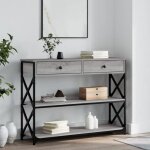 Vidaxl table console sonoma gris 100x28x75 cm bois ding�nierie 834193