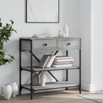 Vidaxl table console sonoma gris 75x345x75 cm bois ding�nierie 833411