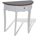 Vidaxl table console avec tiroir et dessus de table marron demi - ronde