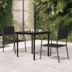 Vidaxl table � d�ner de jardin noir 80 x 80 x 74 cm acier et verre 16. 14kg