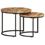 Vidaxl tables gigognes 2 pcs bois de manguier brut Vidaxl tables gigognes 2 pcs bois de manguier brut