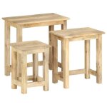 Vidaxl tables gigognes 3 pcs bois solide de manguier