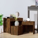 Vidaxl tables gigognes 3 pcs chêne fumé bois dingénierie 815225 Vidaxl tables gigognes 3 pcs chêne fumé bois dingénierie 815225