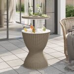 Vidaxl table � glaci�re 3 en 1 marron clair polypropyl�ne 364158