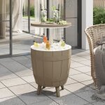 Vidaxl table � glaci�re 3 en 1 marron clair polypropyl�ne 364160
