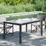 Vidaxl table de jardin 150x90x75cm verre tremp et rsine tresse noir