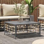 Vidaxl table de jardin anthracite 70x70x34 cm rsine tresse table basse mobilier de patio table de patio ...
