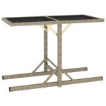 Vidaxl table de jardin beige 110x53x72 cm verre et résine tressée Vidaxl table de jardin beige 110x53x72 cm verre et résine tressée