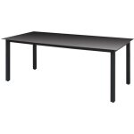 Vidaxl table de jardin noir 190 x 90 x 74 cm aluminium et verre