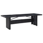 Vidaxl table de jardin noir 240x90x74 cm rsine tresse et verre