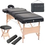 Vidaxl table de massage pliable et tabouret 10 cm dpaisseur noir 110157