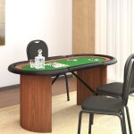 Vidaxl table de poker 10 joueurs vert 160x80x75 cm 80408