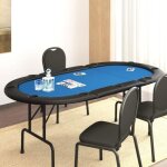 Vidaxl table de poker pliable 10 joueurs bleu 207x106x76 cm dessus de table de poker table de poker pliable ...