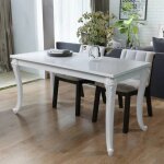 Vidaxl table de salle à manger 116 x 66 x 76 cm blanc haute brillance 243383 Vidaxl table de salle à manger 116 x 66 x 76 cm blanc haute brillance 243383